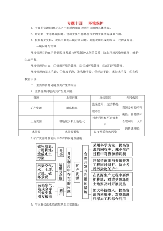 高考地理二轮复习 专题十四 环境保护考点概述素材-人教版高三全册地理素材
