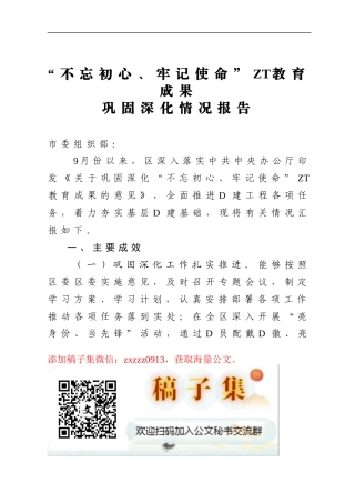 ZT教育成果巩固深化情况报告