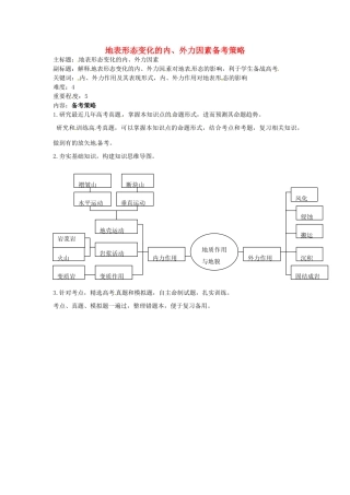 高考地理复习 专题02 自然环境中的物质运动和能量交换 地表形态变化的内、外力因素备考策略-人教版高三全册地理素材