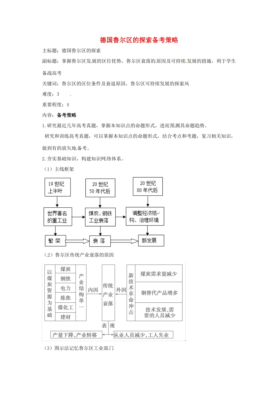 高考地理复习 专题09 区域可持续发展 德国鲁尔区的探索备考策略-人教版高三全册地理素材_第1页