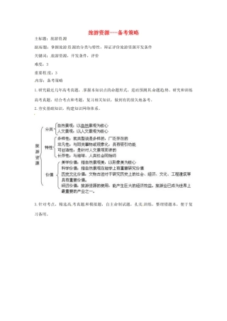 高考地理复习 专题12 旅游资源备考策略-人教版高三全册地理素材