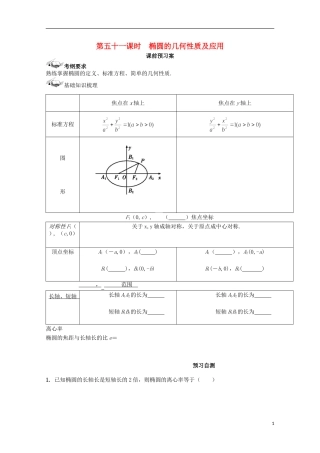高考数学一轮复习 51 椭圆的几何性质学案 理-人教版高三全册数学学案