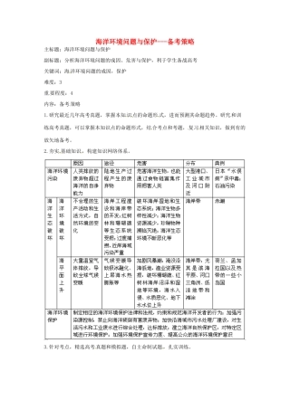 高考地理复习 专题14 海洋地理 海洋环境问题与保护备考策略-人教版高三全册地理素材