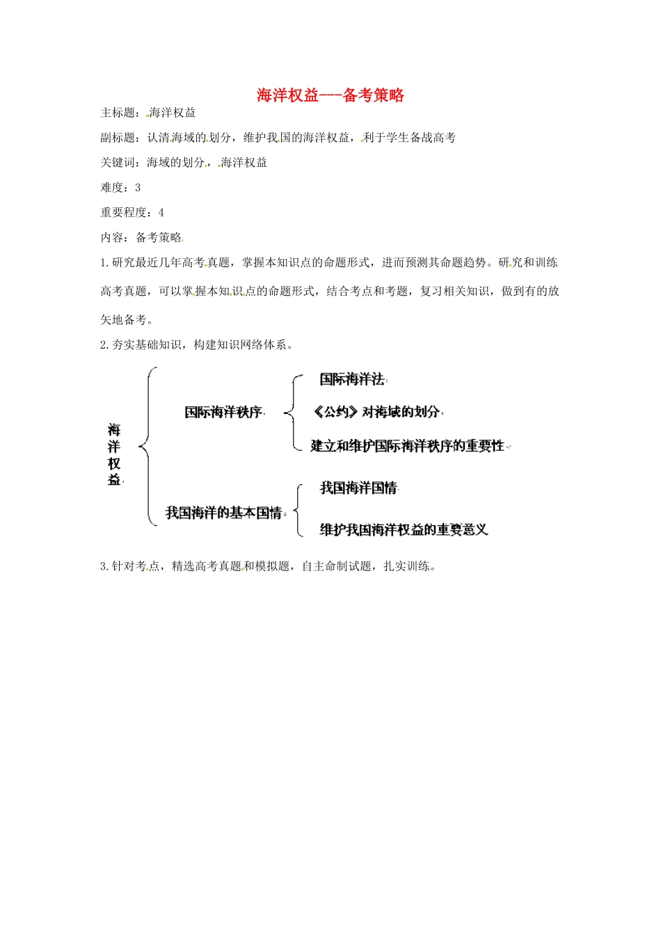 高考地理复习 专题14 海洋地理 海洋权益备考策略-人教版高三全册地理素材_第1页
