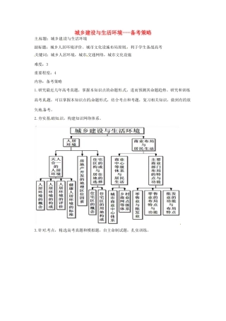 高考地理复习 专题15 城乡规划 城乡建设与生活环境备考策略-人教版高三全册地理素材