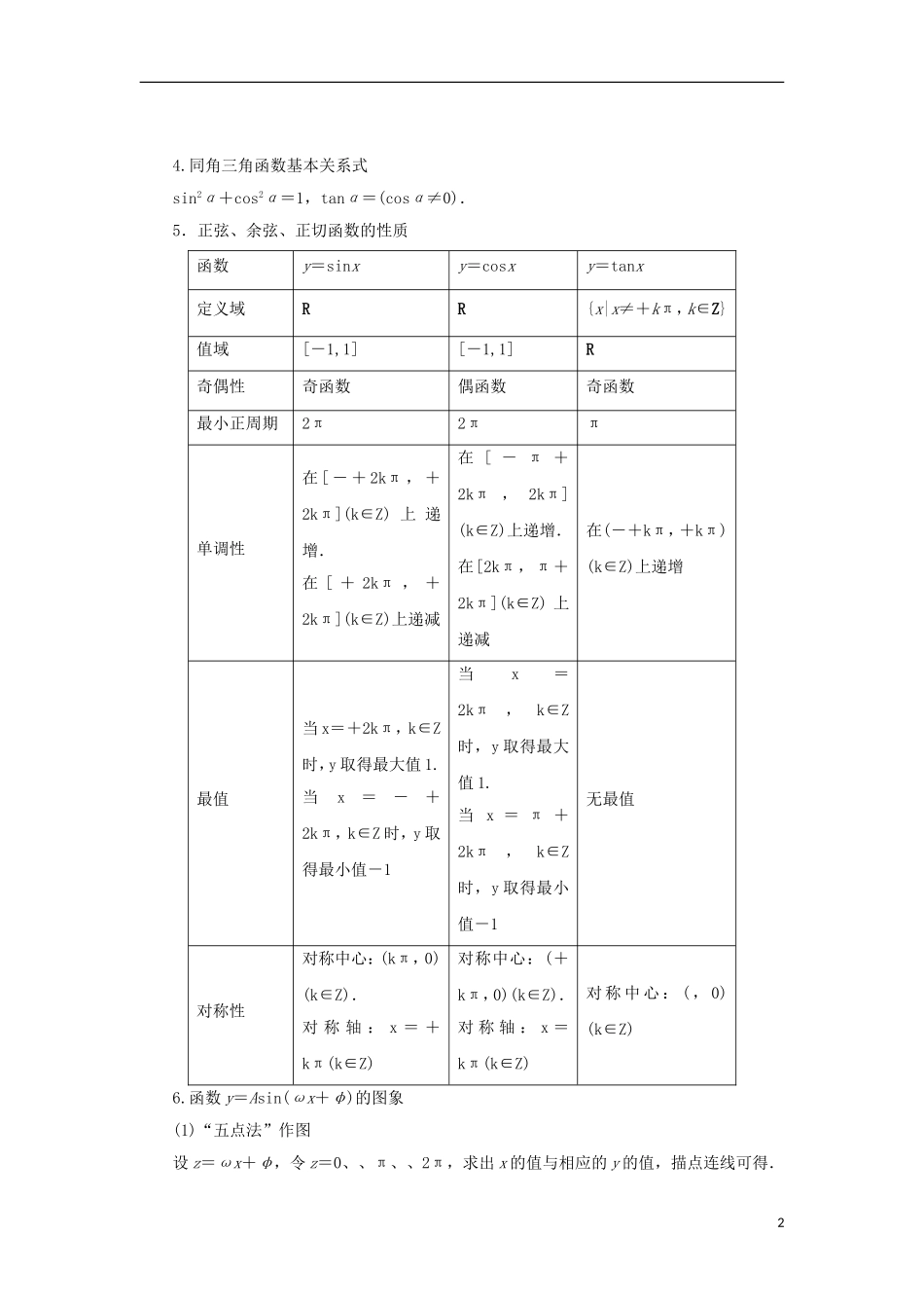 高考数学二轮复习 专题06 三角函数的图像与性质教学案 理-人教版高三全册数学教学案_第2页