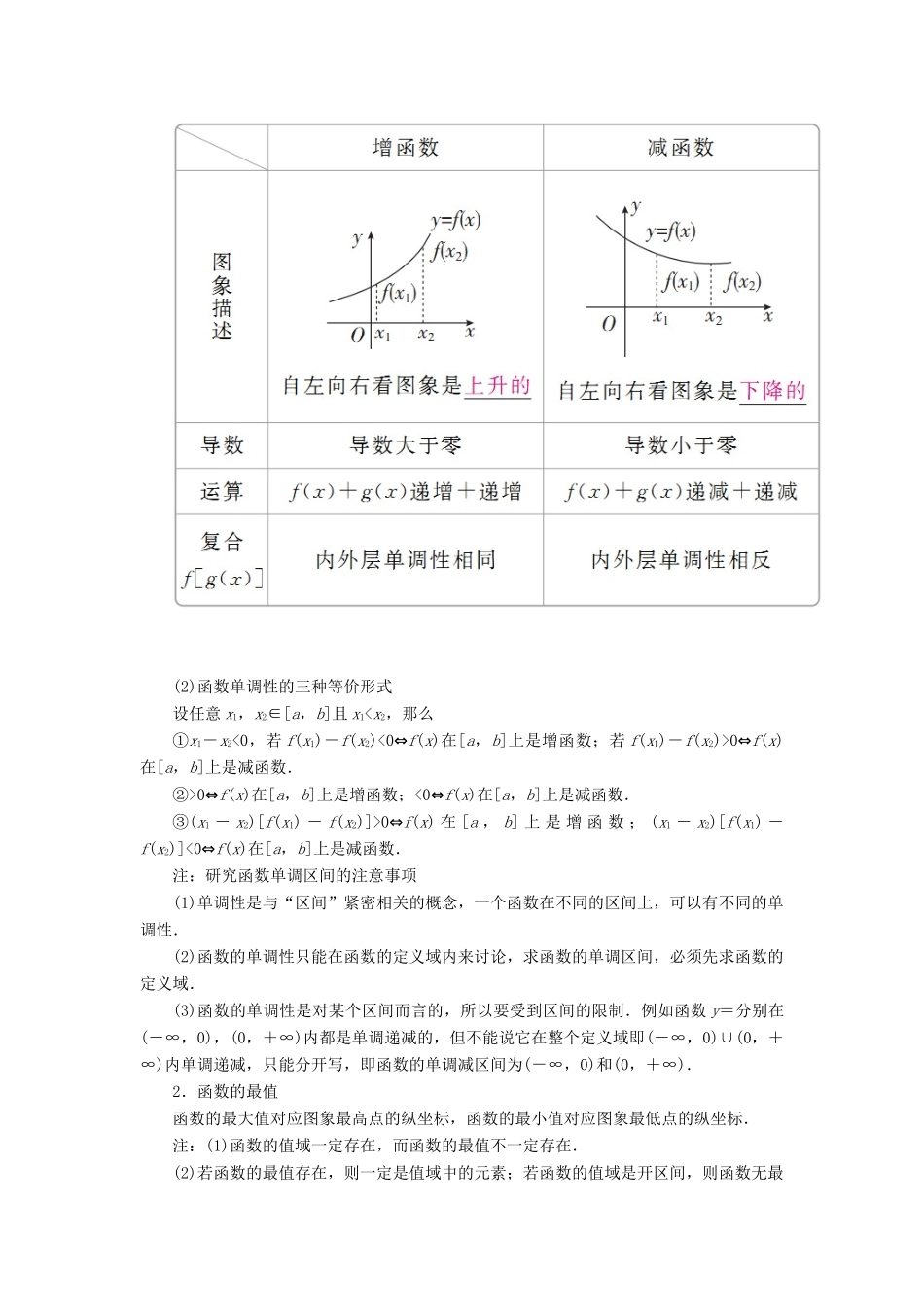 高考数学一轮复习 第2章 函数、导数及其应用 2.2 函数的单调性与最值学案 文-人教版高三全册数学学案_第2页