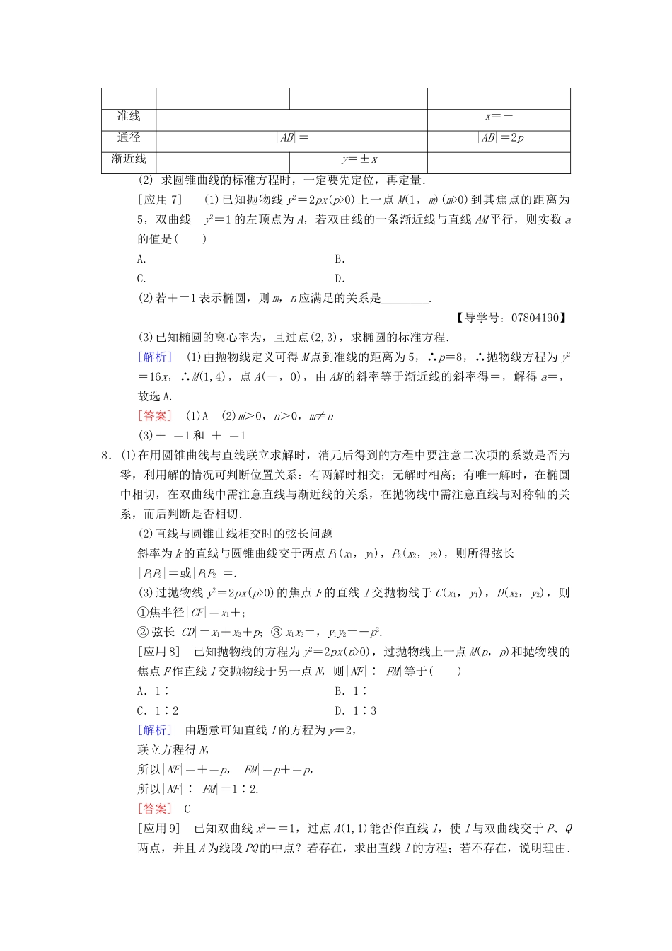 高考数学二轮复习 第3部分 考前增分策略 专题1 考前教材重温 6 直线、圆、圆锥曲线教学案 理-人教版高三全册数学教学案_第3页