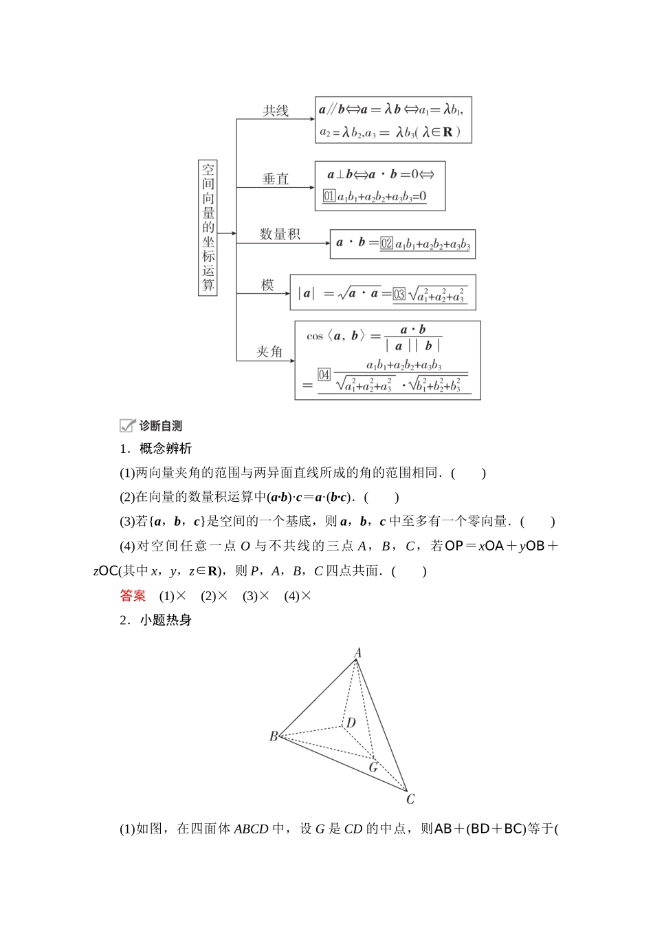 高考数学一轮复习 第7章 空间几何体的结构及其三视图和直观图 第6讲 空间向量及运算创新教学案（含解析）新人教版-新人教版高三全册数学教学案_第2页