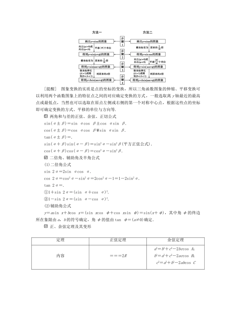 高考数学二轮复习 第三部分 回顾教材 以点带面 3 回顾3 三角函数与平面向量学案-人教版高三全册数学学案_第2页