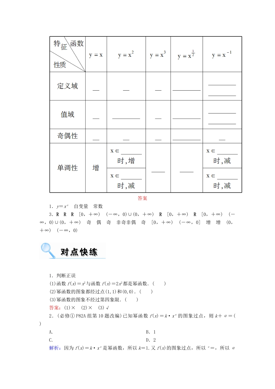 高考数学一轮复习 第二章 函数、导数及其应用 第四节 二次函数与幂函数学案 文-人教版高三全册数学学案_第2页