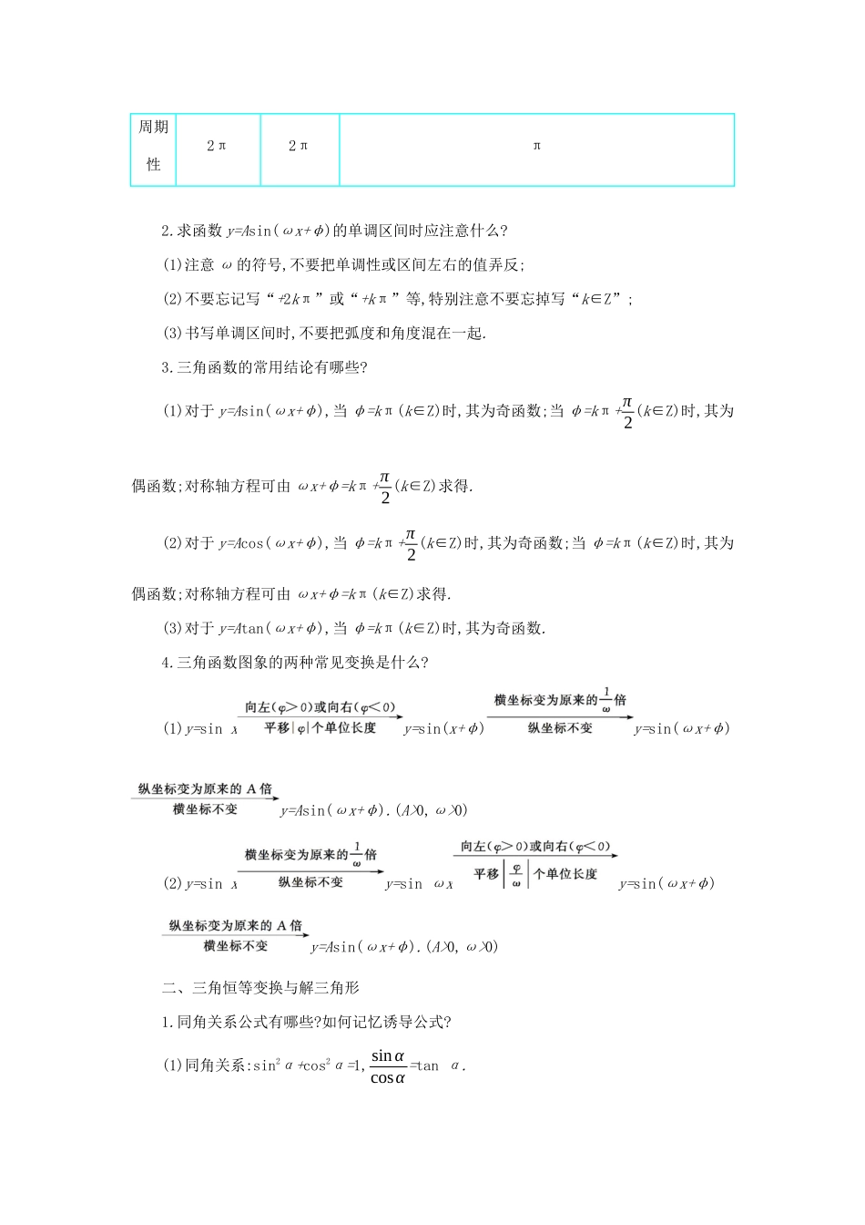 高考数学二轮复习 第一篇 微型专题 专题2 三角函数与解三角形知识整合学案 理-人教版高三全册数学学案_第2页