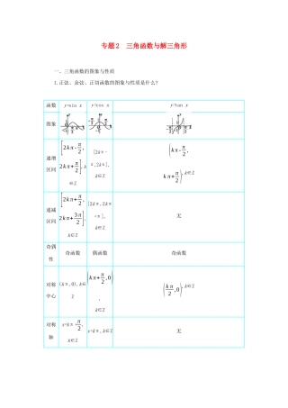 高考数学二轮复习 第一篇 微型专题 专题2 三角函数与解三角形知识整合学案 理-人教版高三全册数学学案