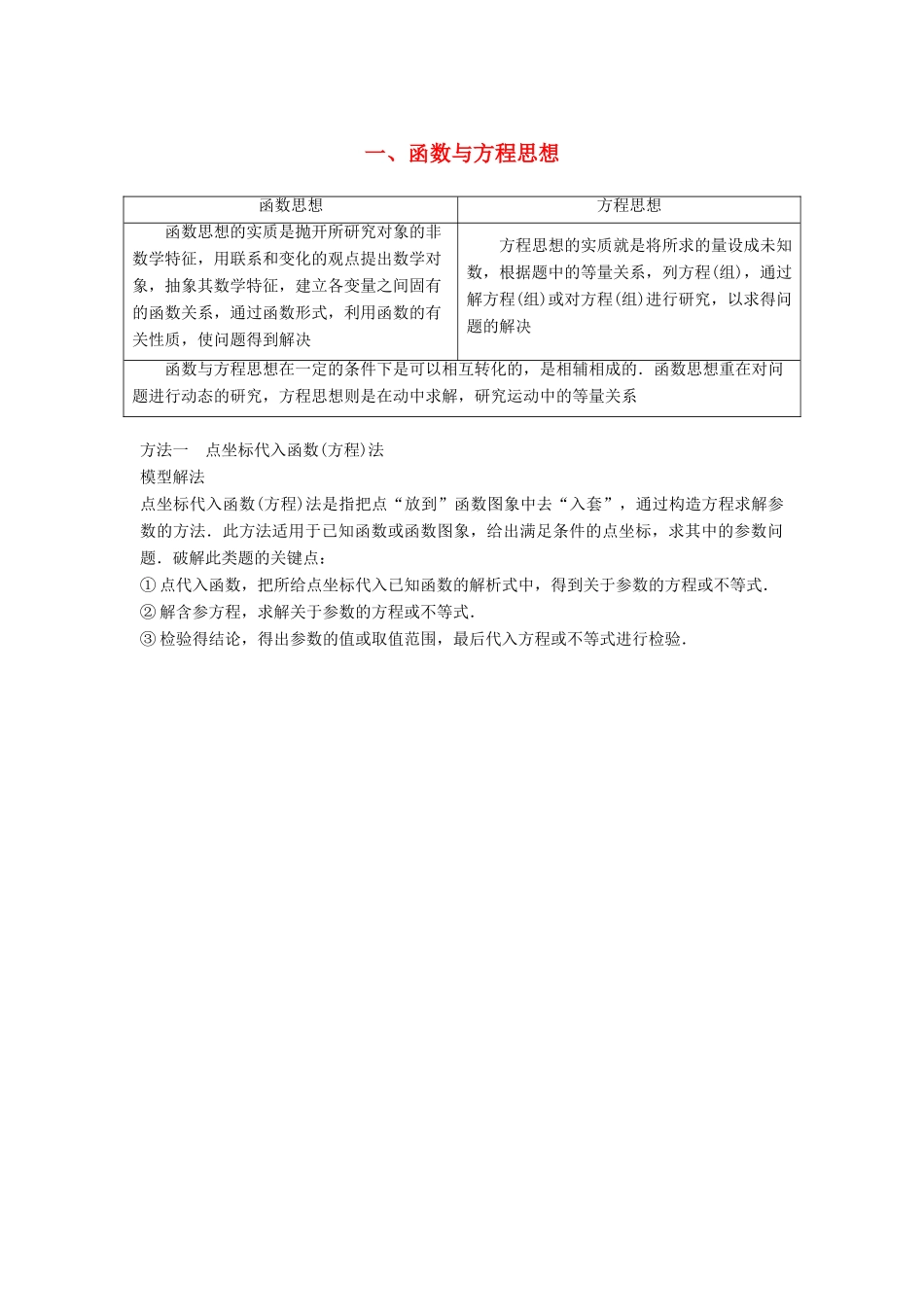 高考数学二轮复习 考前数学思想领航 一 函数与方程思想讲学案 理-人教版高三全册数学学案_第1页