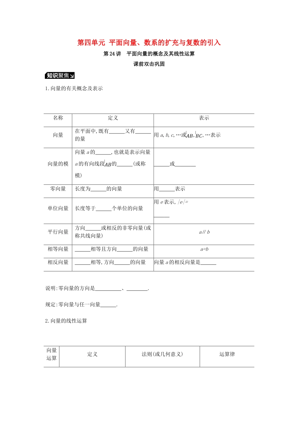 高考数学一轮复习 第4单元 平面向量、数系的扩充与复数的引入听课学案 理-人教版高三全册数学学案_第1页