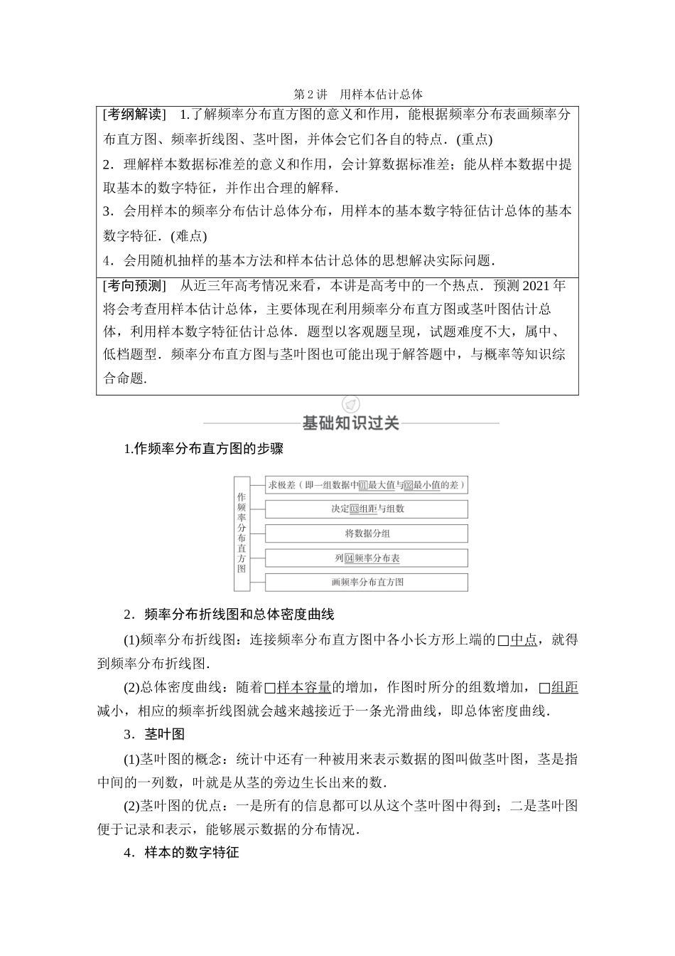 高考数学一轮复习 第9章 统计与统计案例 第2讲 用样本估计总体创新教学案（含解析）新人教版-新人教版高三全册数学教学案_第1页