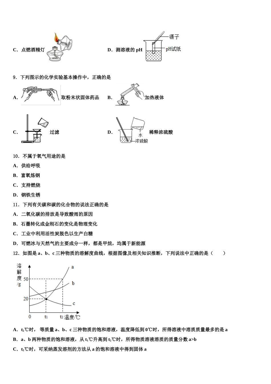 广东省惠州市惠州一中中考化学最后冲刺模拟试卷含解析_第3页