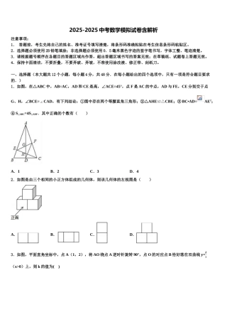 广东省惠州市惠东县达标名校中考数学考试模拟冲刺卷含解析