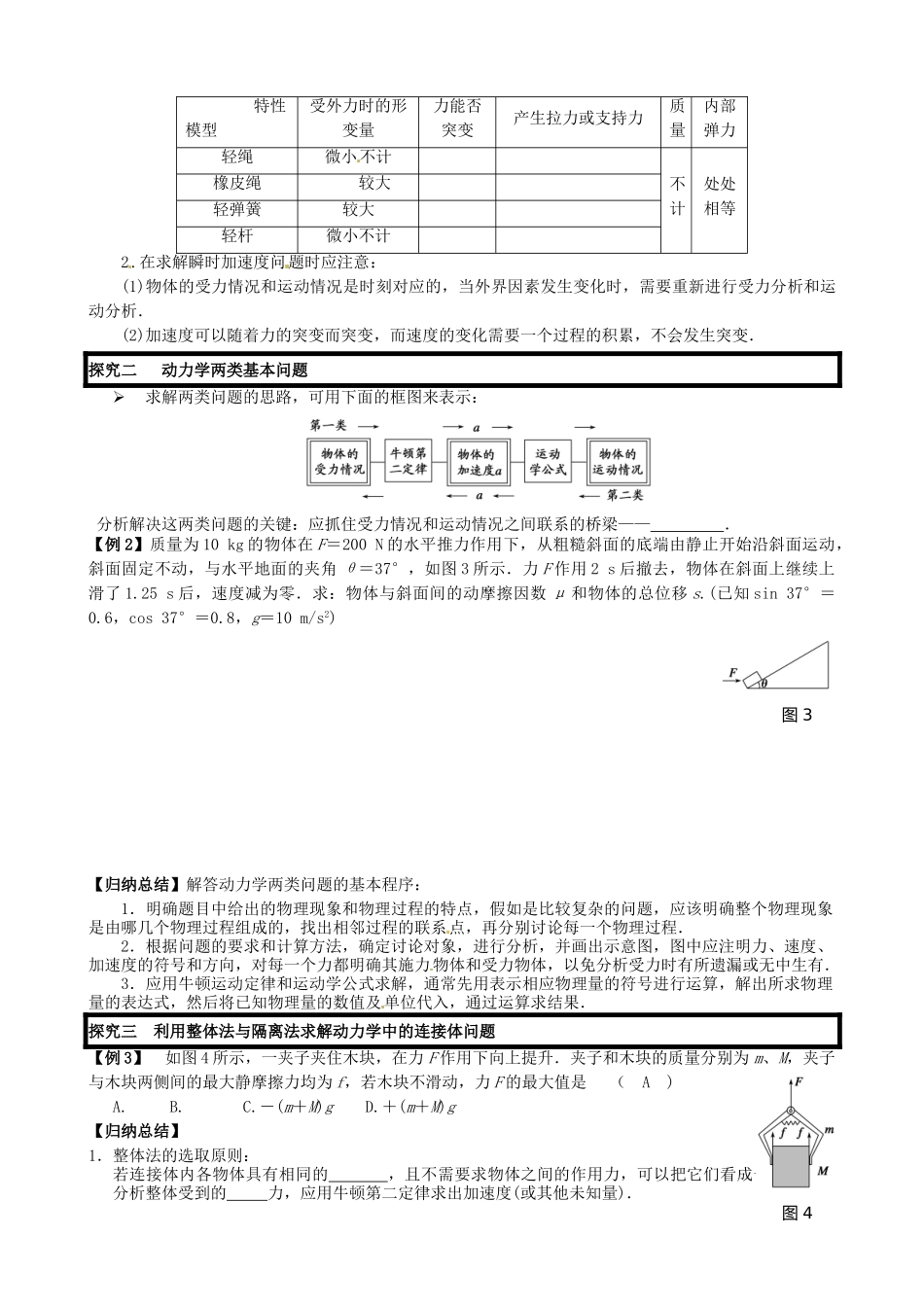 广东省惠州市惠阳一中实验学校高考物理一轮专题复习-专题二-牛顿运动定律的综合应用导学案_第2页