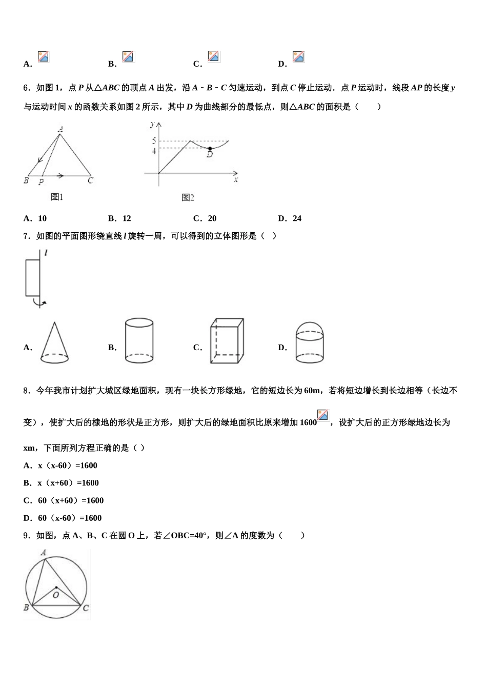 广东省汕头市潮阳区中考数学模拟试题含解析_第2页
