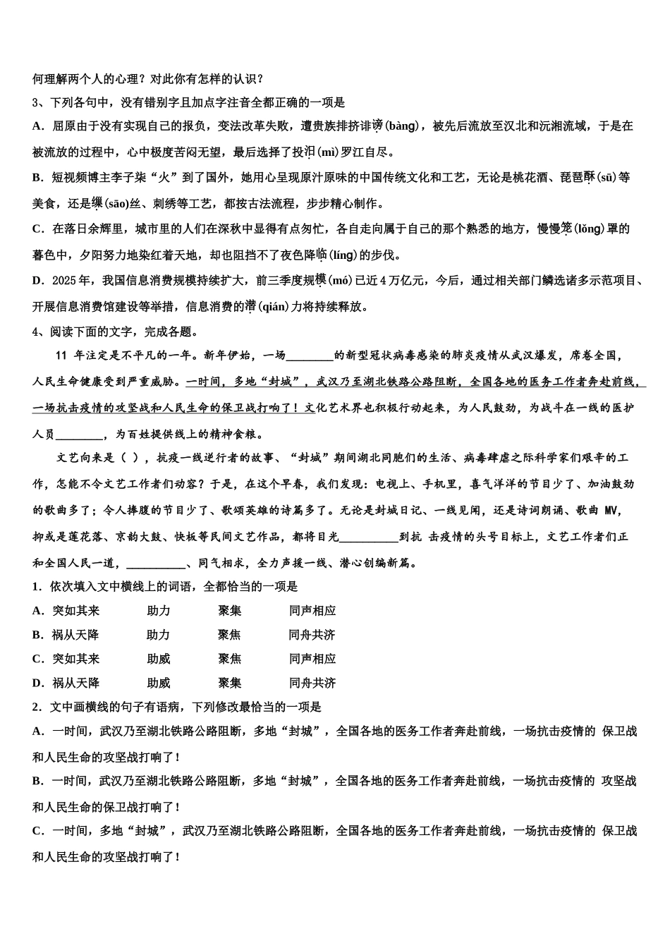 广东省汕头市达濠华侨中学高考仿真卷语文试题含解析_第3页