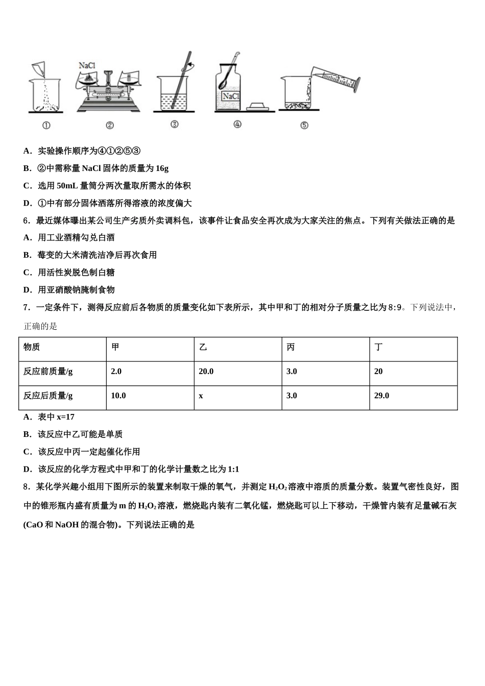 广东省汕头市重点中学中考化学模试卷含解析_第2页