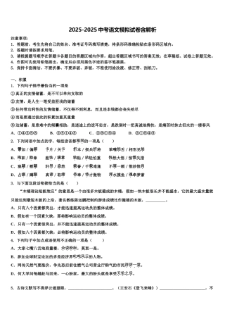 广东省汕头澄海区六校联考中考语文最后一模试卷含解析