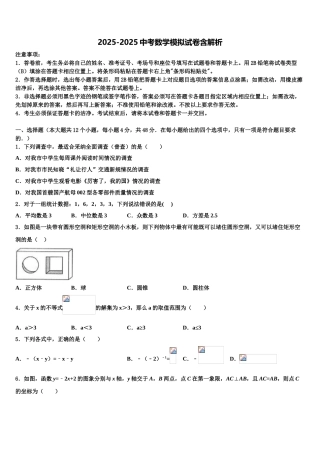 广东省汕尾陆丰市重点达标名校中考二模数学试题含解析