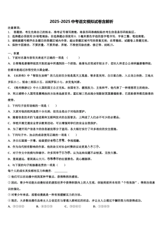 广东省汕尾陆丰市重点达标名校中考语文考前最后一卷含解析