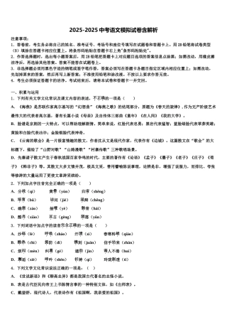 广东省江门市新会区中考语文模拟试题含解析