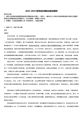 广东省罗定中学高三下学期第五次调研考试语文试题含解析