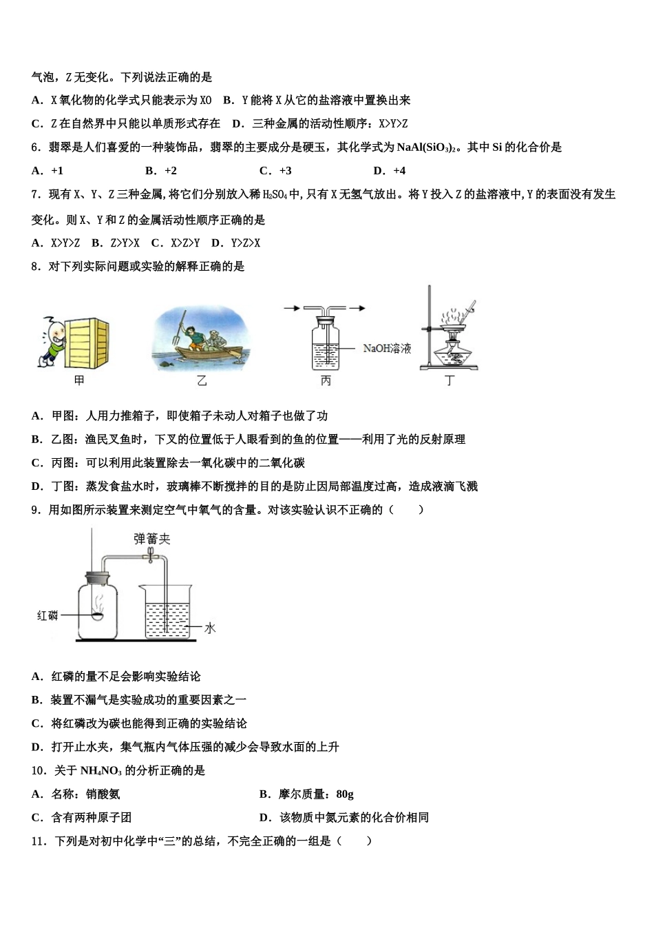 广东省肇庆市端州区中考化学模拟预测试卷含解析_第2页