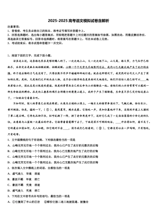 广东省阳江市高三下学期第六次检测语文试卷含解析