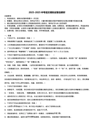 广东省阳江市阳东区中考一模语文试题含解析