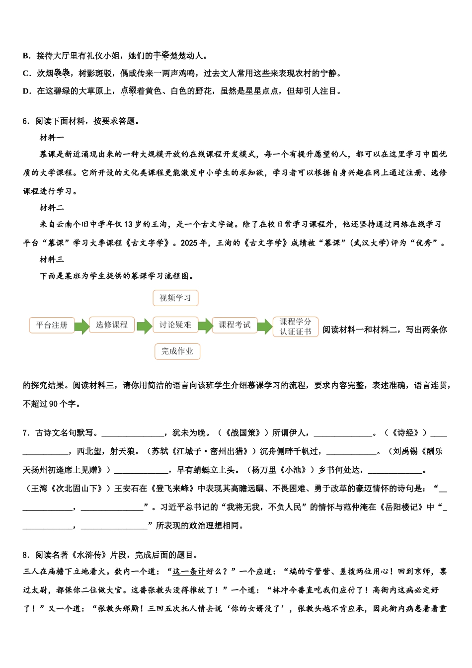 广东省韶关市乐昌县中考语文最后冲刺模拟试卷含解析_第2页