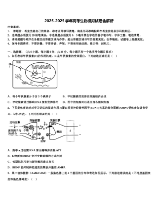 广西五市高三第一次模拟考试生物试卷含解析