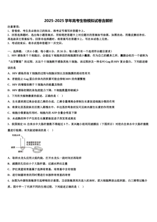 广西北海中学高三六校第一次联考生物试卷含解析