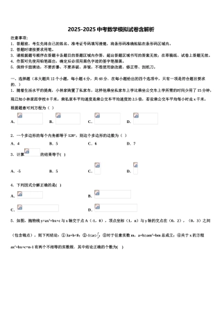 广西南宁市西乡塘区重点达标名校中考数学对点突破模拟试卷含解析
