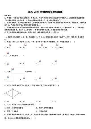 广西四市同城中考数学模拟预测试卷含解析