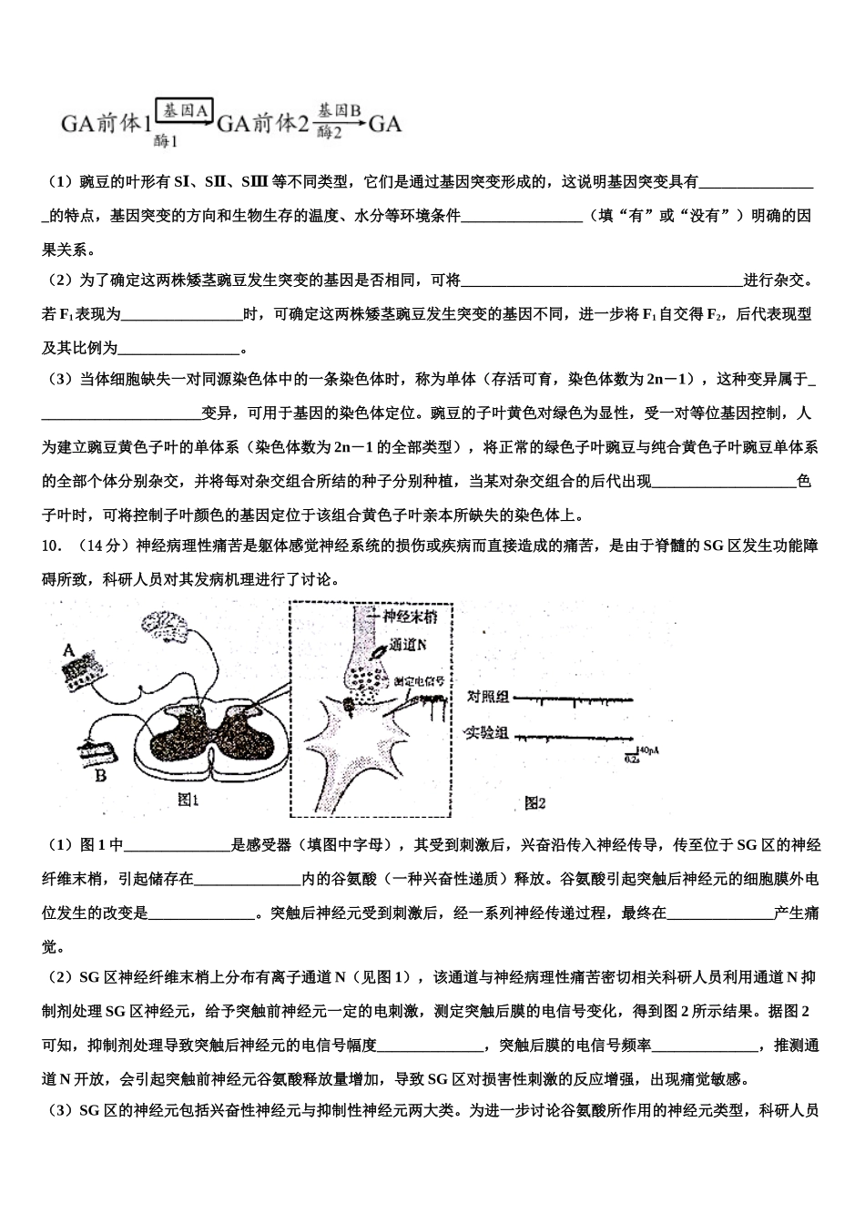 广西壮族自治区南宁市第三中学高三第一次调研测试生物试卷含解析_第3页