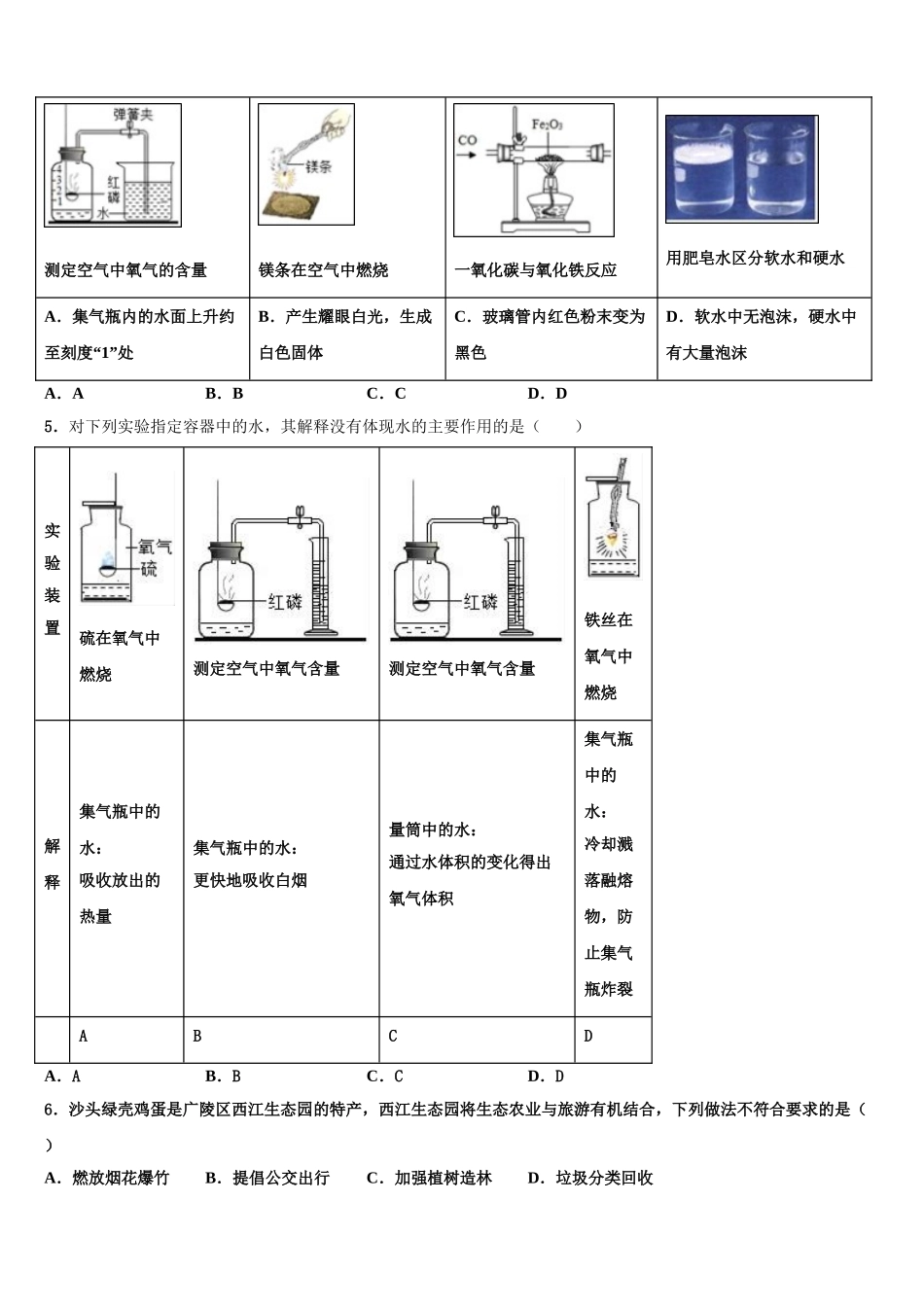 广西壮族自治区防城港四校联考中考适应性考试化学试题含解析_第2页