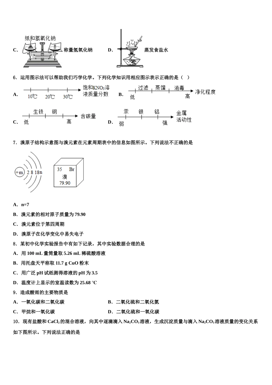 广西岳池县联考中考适应性考试化学试题含解析_第2页