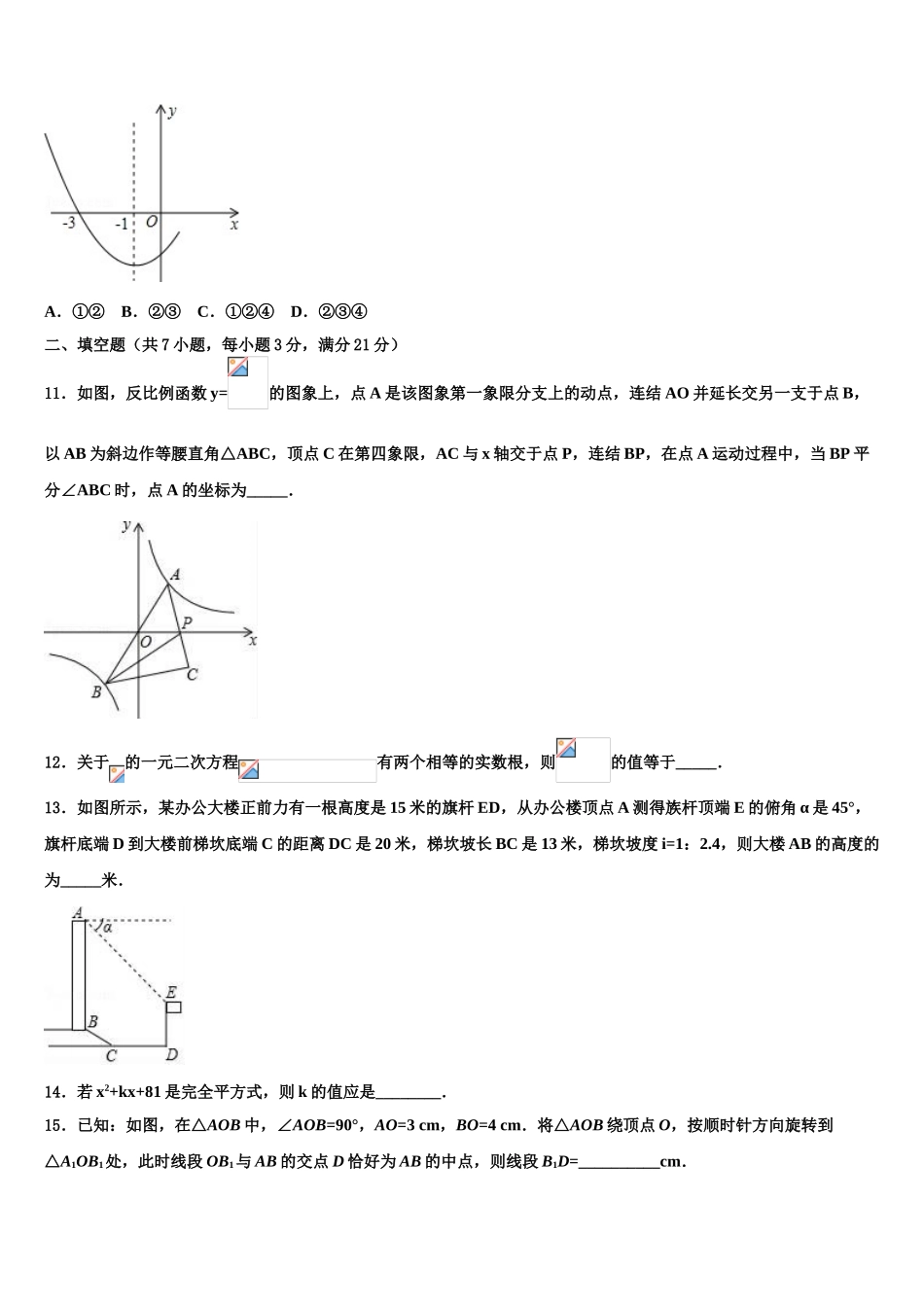 广西梧州市岑溪市中考数学猜题卷含解析_第3页