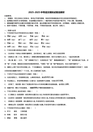 广西河池天峨县中考语文模拟试题含解析