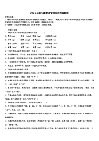 广西省南宁市中考语文考试模拟冲刺卷含解析