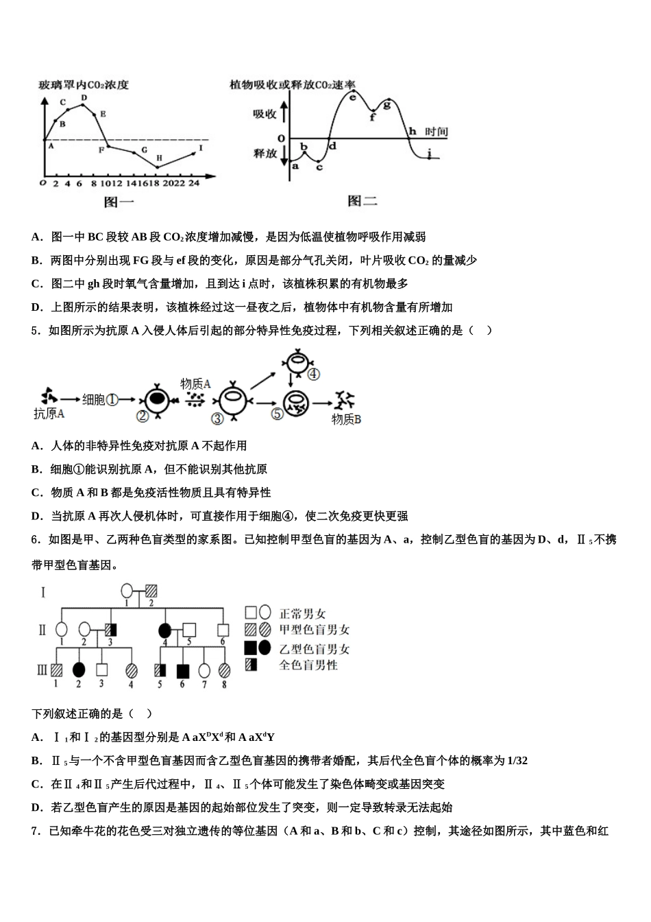 广西省百色市高考冲刺模拟生物试题含解析_第2页