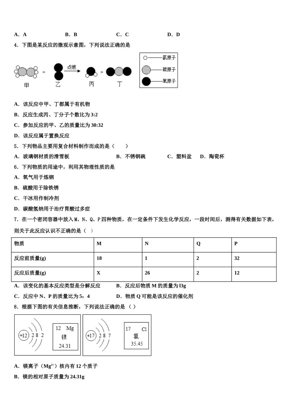 广西自治区岑溪市重点达标名校中考试题猜想化学试卷含解析_第2页