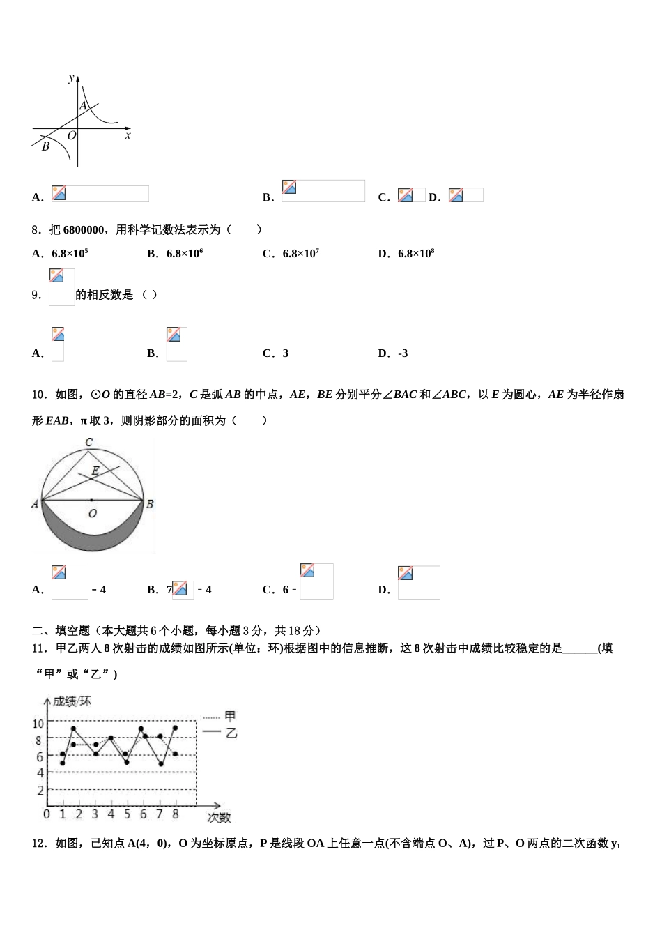 广西防城港市上思县中考试题猜想数学试卷含解析_第2页