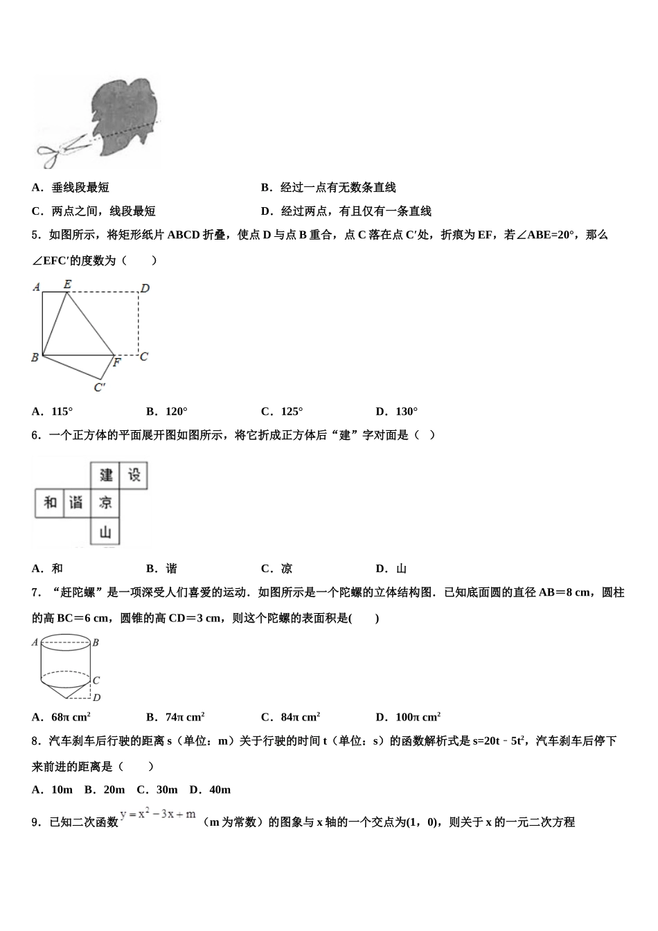 广西防城港市中考数学押题试卷含解析_第2页