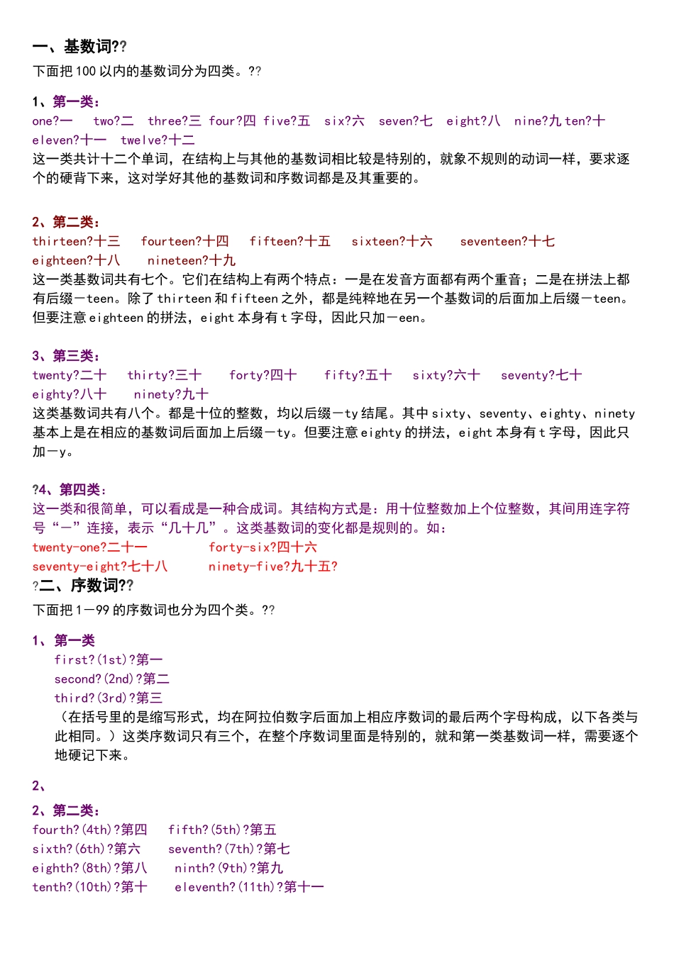 序数词及其练习题_第1页